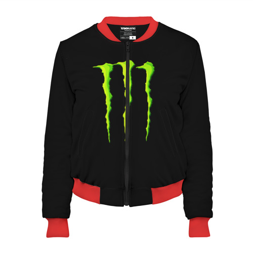 Женский бомбер 3D Monster energy, цвет красный