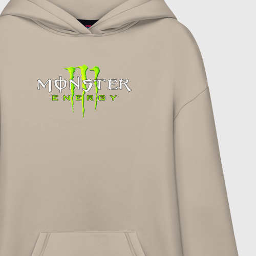 Худи SuperOversize хлопок Monster energy, цвет миндальный - фото 3