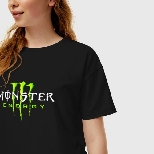 Женская футболка хлопок Oversize Monster energy, цвет черный - фото 3