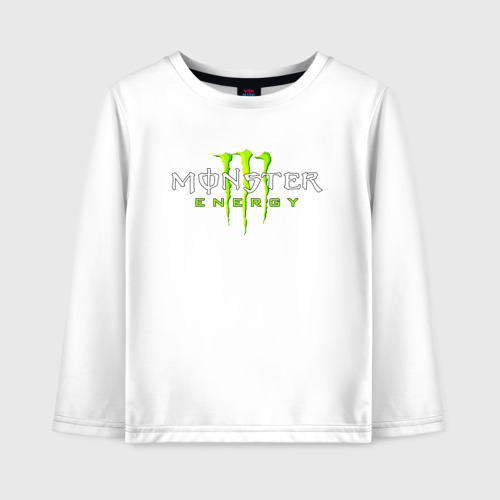 Детский лонгслив хлопок Monster energy, цвет белый