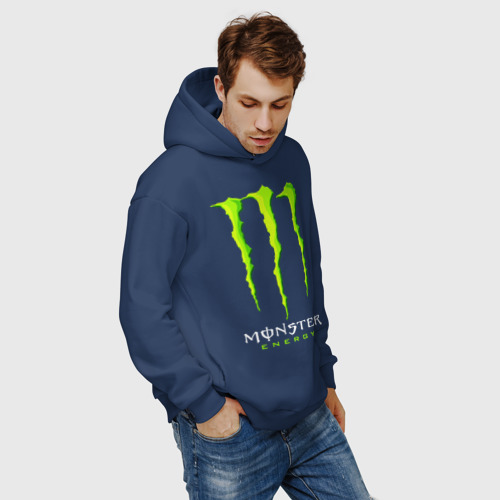 Мужское худи Oversize хлопок Monster energy, цвет темно-синий - фото 7