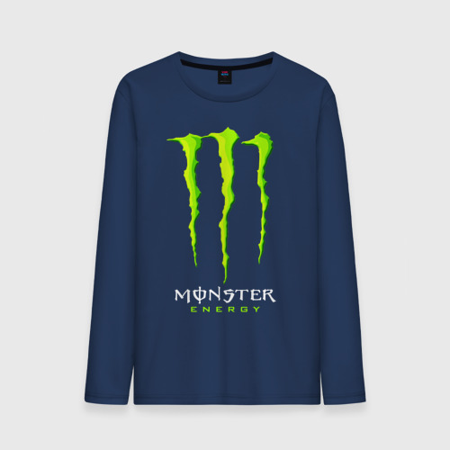 Мужской лонгслив хлопок Monster energy, цвет темно-синий