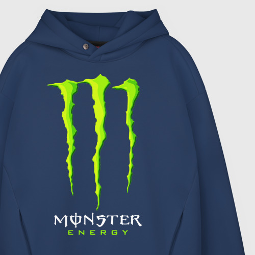 Мужское худи Oversize хлопок Monster energy, цвет темно-синий - фото 4