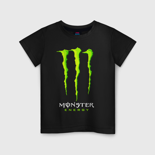 Детская футболка хлопок Monster energy, цвет черный