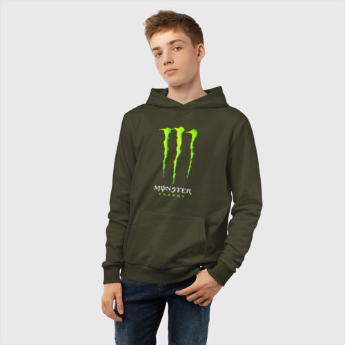 Детская толстовка хлопок Monster energy, цвет хаки - фото 6