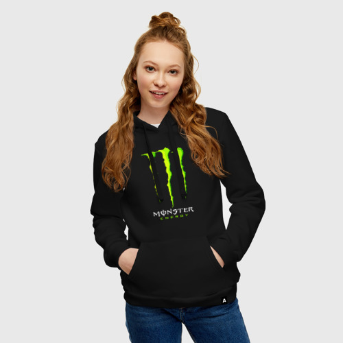 Женская толстовка хлопок Monster energy, цвет черный - фото 3