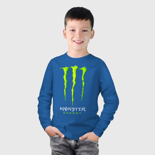 Детский лонгслив хлопок Monster energy, цвет синий - фото 3