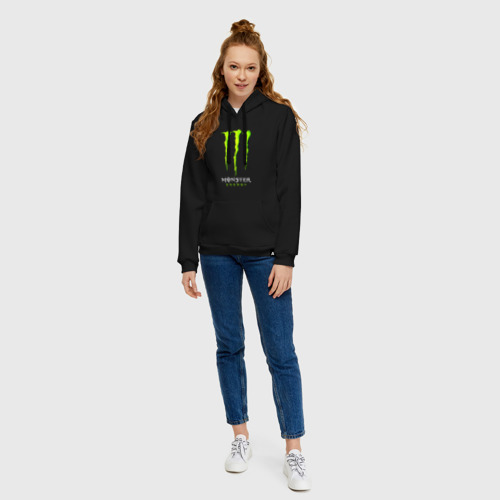 Женская толстовка хлопок Monster energy, цвет черный - фото 5