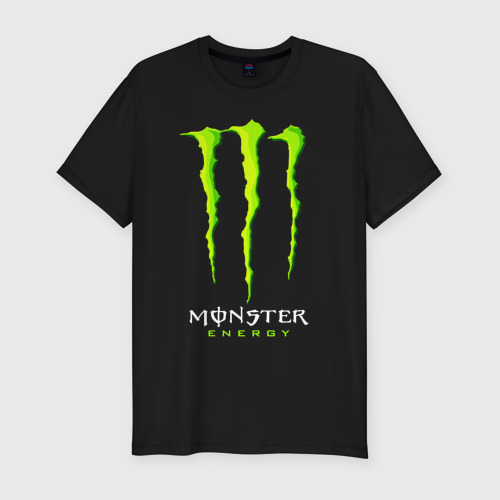 Мужская футболка хлопок Slim Monster energy, цвет черный