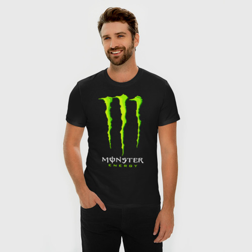 Мужская футболка хлопок Slim Monster energy, цвет черный - фото 3