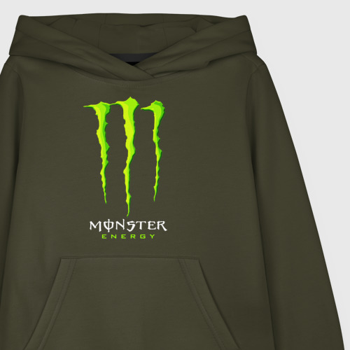 Детская толстовка хлопок Monster energy, цвет хаки - фото 3