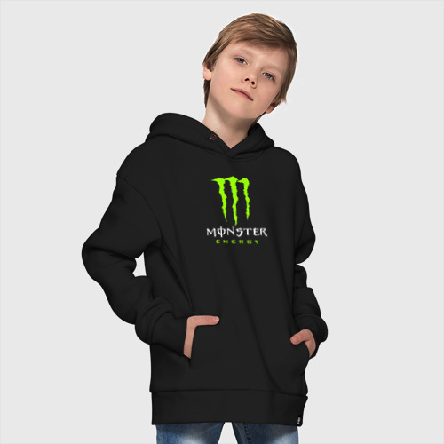 Детское худи Oversize хлопок Monster energy, цвет черный - фото 9