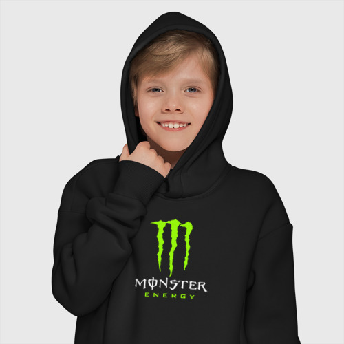 Детское худи Oversize хлопок Monster energy, цвет черный - фото 12