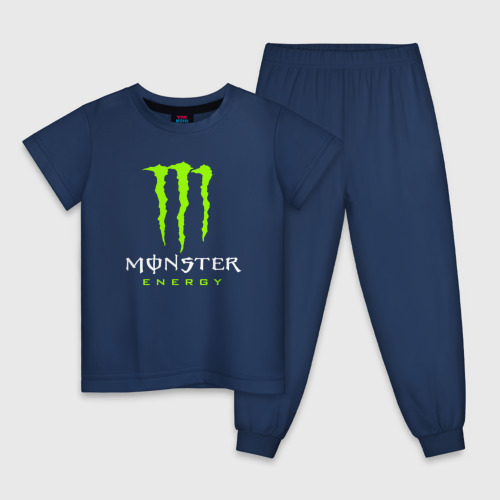 Детская пижама хлопок Monster energy, цвет темно-синий