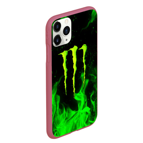 Чехол для iPhone 11 Pro Max матовый Monster energy, цвет малиновый - фото 3