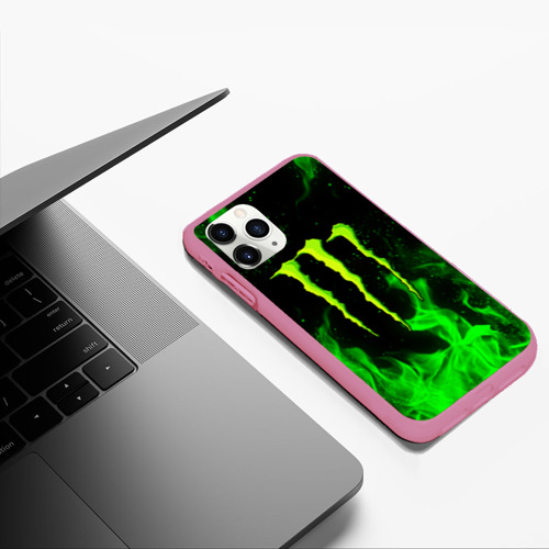 Чехол для iPhone 11 Pro Max матовый Monster energy, цвет малиновый - фото 5