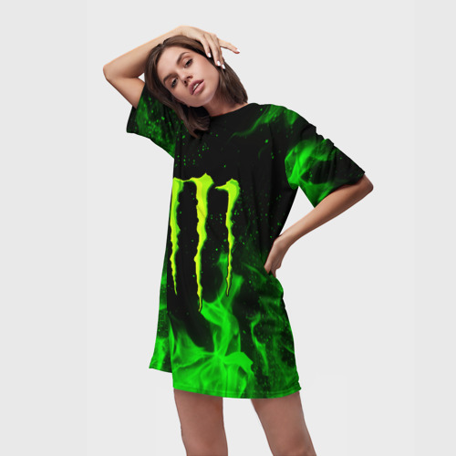 Платье-футболка 3D Monster energy, цвет 3D печать - фото 3