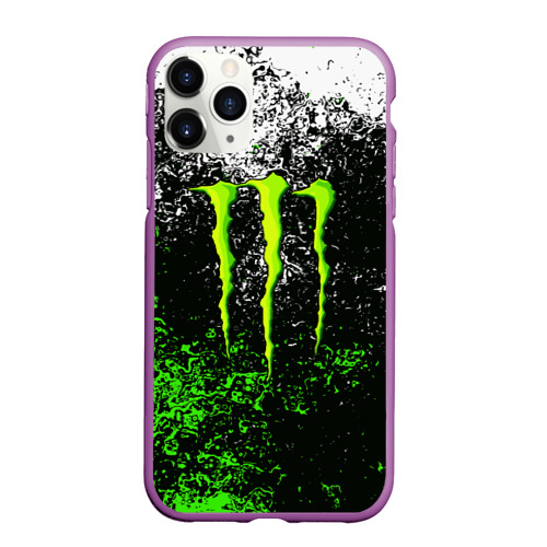Чехол для iPhone 11 Pro Max матовый Monster energy, цвет фиолетовый