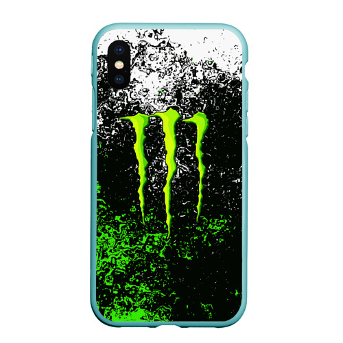 Чехол для iPhone XS Max матовый Monster energy, цвет мятный