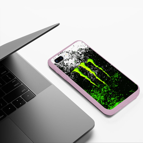 Чехол для iPhone 7Plus/8 Plus матовый Monster energy, цвет розовый - фото 5