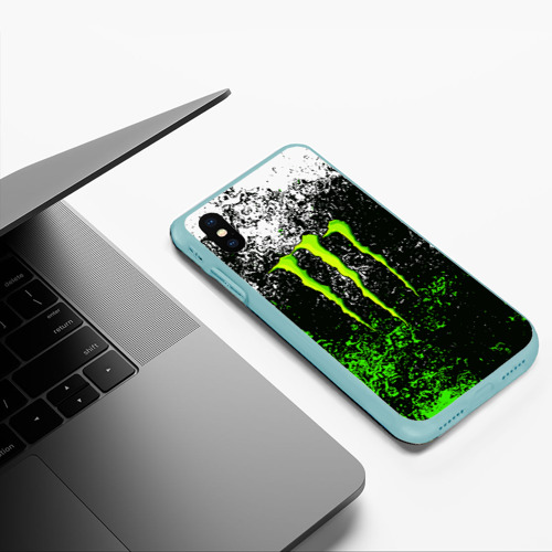 Чехол для iPhone XS Max матовый Monster energy, цвет мятный - фото 5