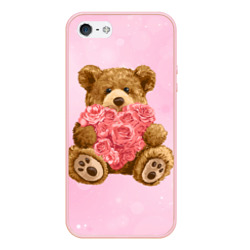 Чехол для iPhone 5/5S матовый Плюшевый медведь  с сердечком