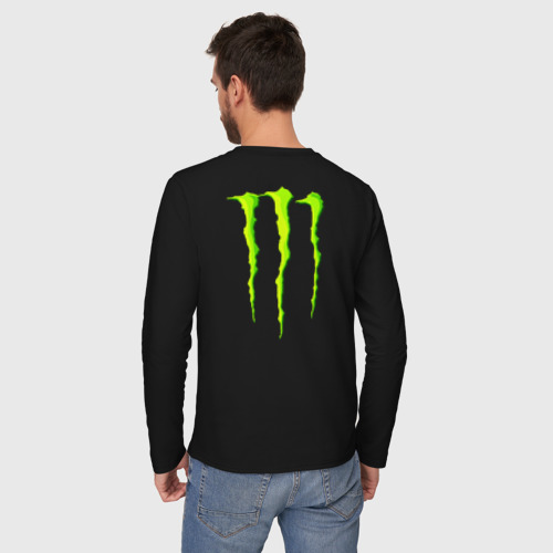 Мужской лонгслив хлопок Monster energy на спине, цвет черный - фото 4