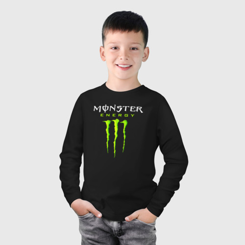 Детский лонгслив хлопок Monster energy, цвет черный - фото 3