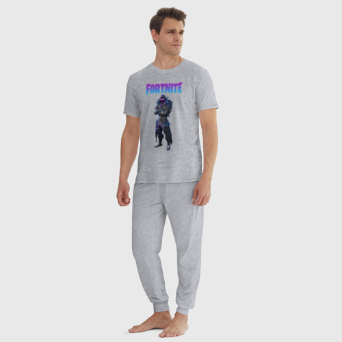 Мужская пижама хлопок с принтом FORTNITE RAVEN, вид сбоку #3
