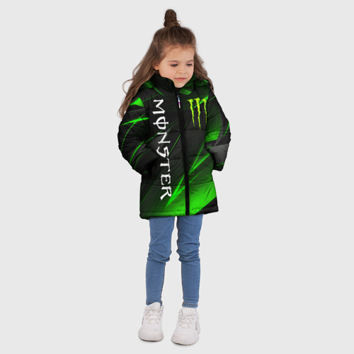 Зимняя куртка для девочек 3D с принтом MONSTER ENERGY, вид сбоку #3