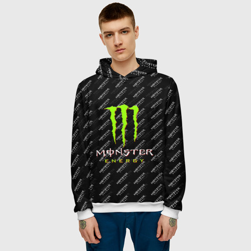 Мужская толстовка 3D Monster energy, цвет белый - фото 3