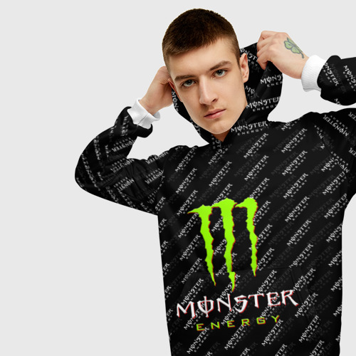 Мужская толстовка 3D Monster energy, цвет белый - фото 5