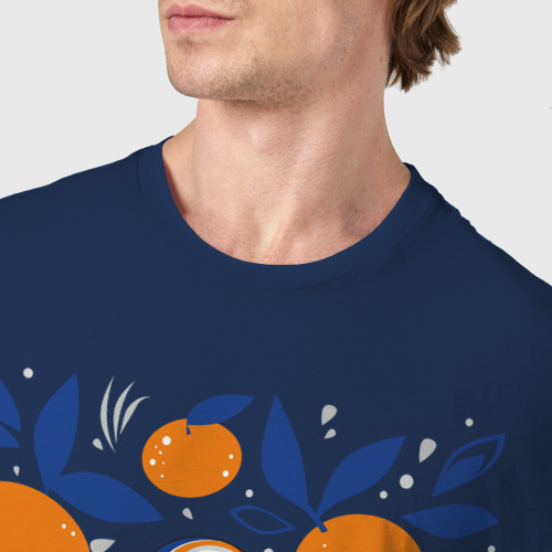 Мужская футболка хлопок Мандаринки, цвет темно-синий - фото 6