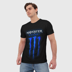 Мужская футболка 3D Blue monster energy - фото 2