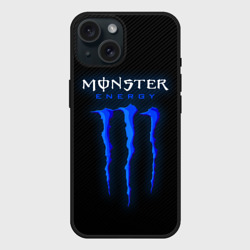 Чехол силиконовый для Apple iPhone 15 матовый Blue monster energy