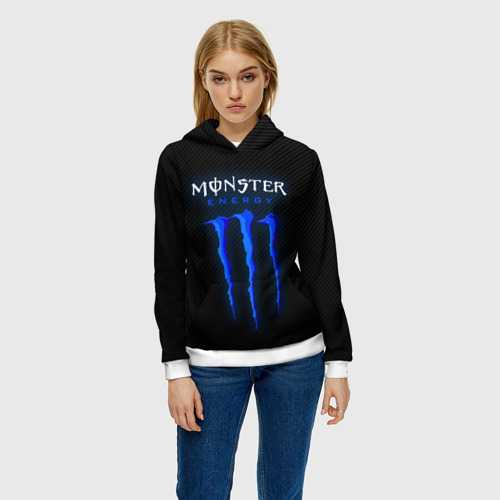 Женская толстовка 3D Blue monster energy, цвет 3D печать - фото 3