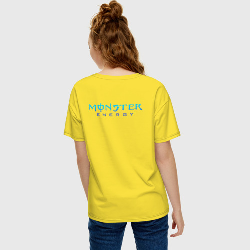 Женская футболка хлопок Oversize Monster energy +спина, цвет желтый - фото 4