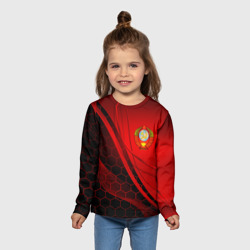 Детский лонгслив 3D С гербом СССР на красном с гексагонами - фото 2