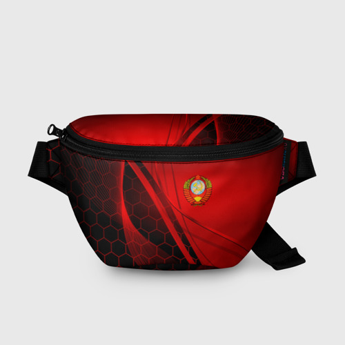 Поясная сумка 3D С гербом СССР на красном с гексагонами