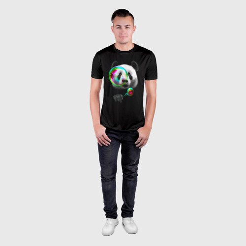 Мужская футболка 3D Slim Панда и мыльный пузырь, цвет 3D печать - фото 4