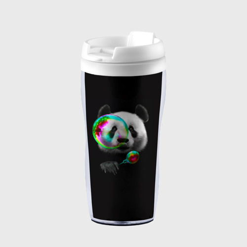 Термокружка-непроливайка Панда и мыльный пузырь, цвет белый