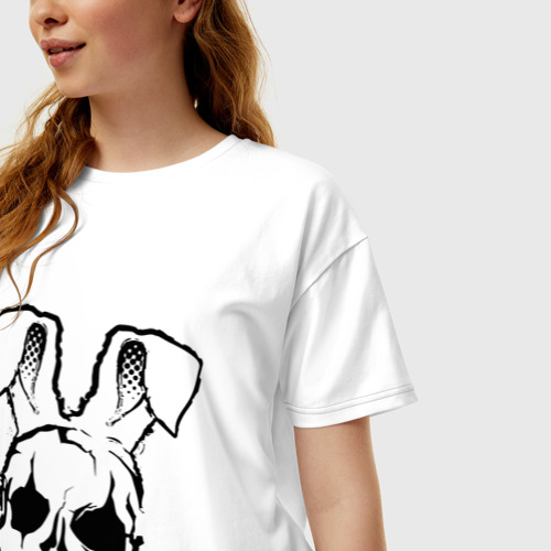 Женская футболка хлопок Oversize Череп Зайца Hare s Skull - фото 3