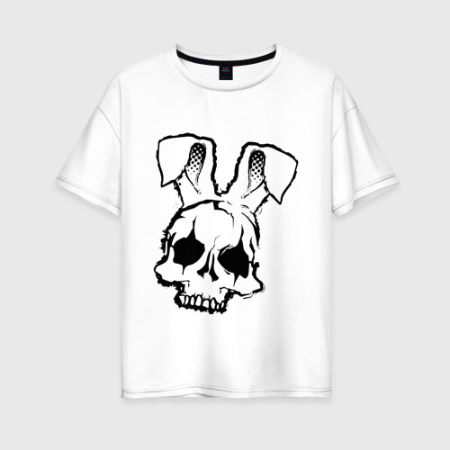 Женская футболка хлопок Oversize Череп Зайца Hare s Skull