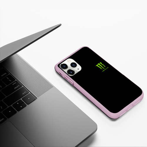 Чехол для iPhone 11 Pro матовый Monster energy +спина, цвет розовый - фото 5