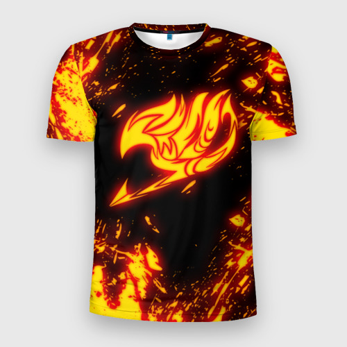 Мужская приталенная футболка с принтом Огненный символ Хвост Феи, вид спереди №1