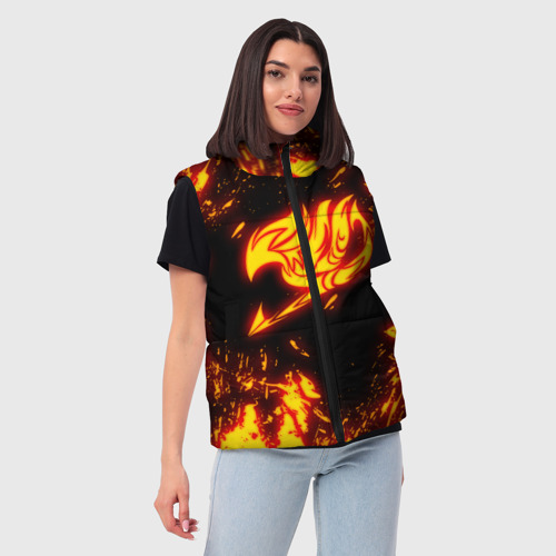 Женский жилет утепленный 3D Огненный символ Хвост Феи, цвет красный - фото 3