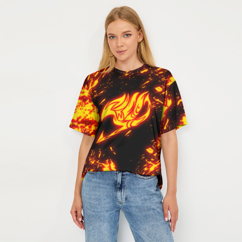 Женская футболка oversize 3D Огненный символ Хвост Феи, цвет 3D печать - фото 5