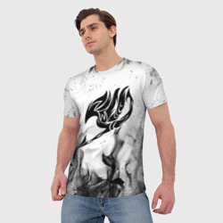 Мужская футболка 3D Хвост феи чёрный огонь fairy tail black fire - фото 2