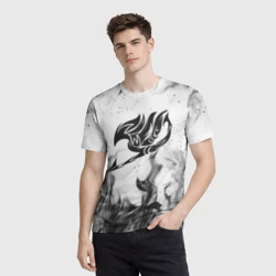 Мужская футболка 3D Хвост феи чёрный огонь fairy tail black fire - фото 2
