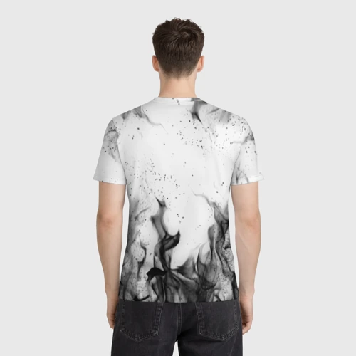 Мужская футболка 3D с принтом Хвост феи чёрный огонь fairy tail black fire, вид сзади #2